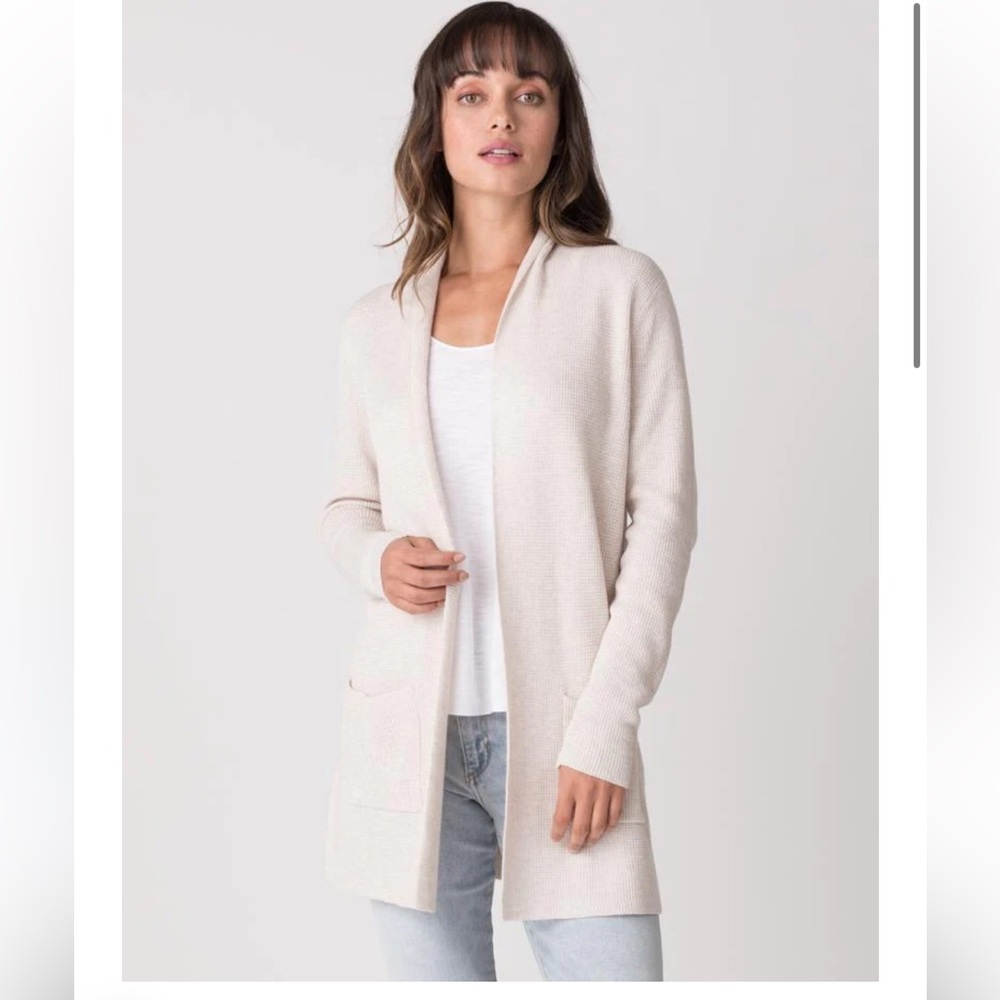 Margaret O’Leary Light Pink Thermal Duster Cotton Cardigan Sweater Medium